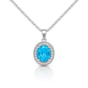 Necklace with topaz pendant • Fine silver jewelry with natural gemstone • Birthday gift December stone