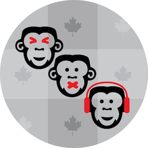 See no evil, speak no evil, hear no evil, round sticker decals