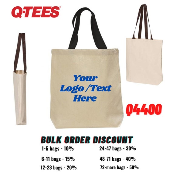 Heavy Canvas Zipper Tote Bag 100% Cotton - Qtees