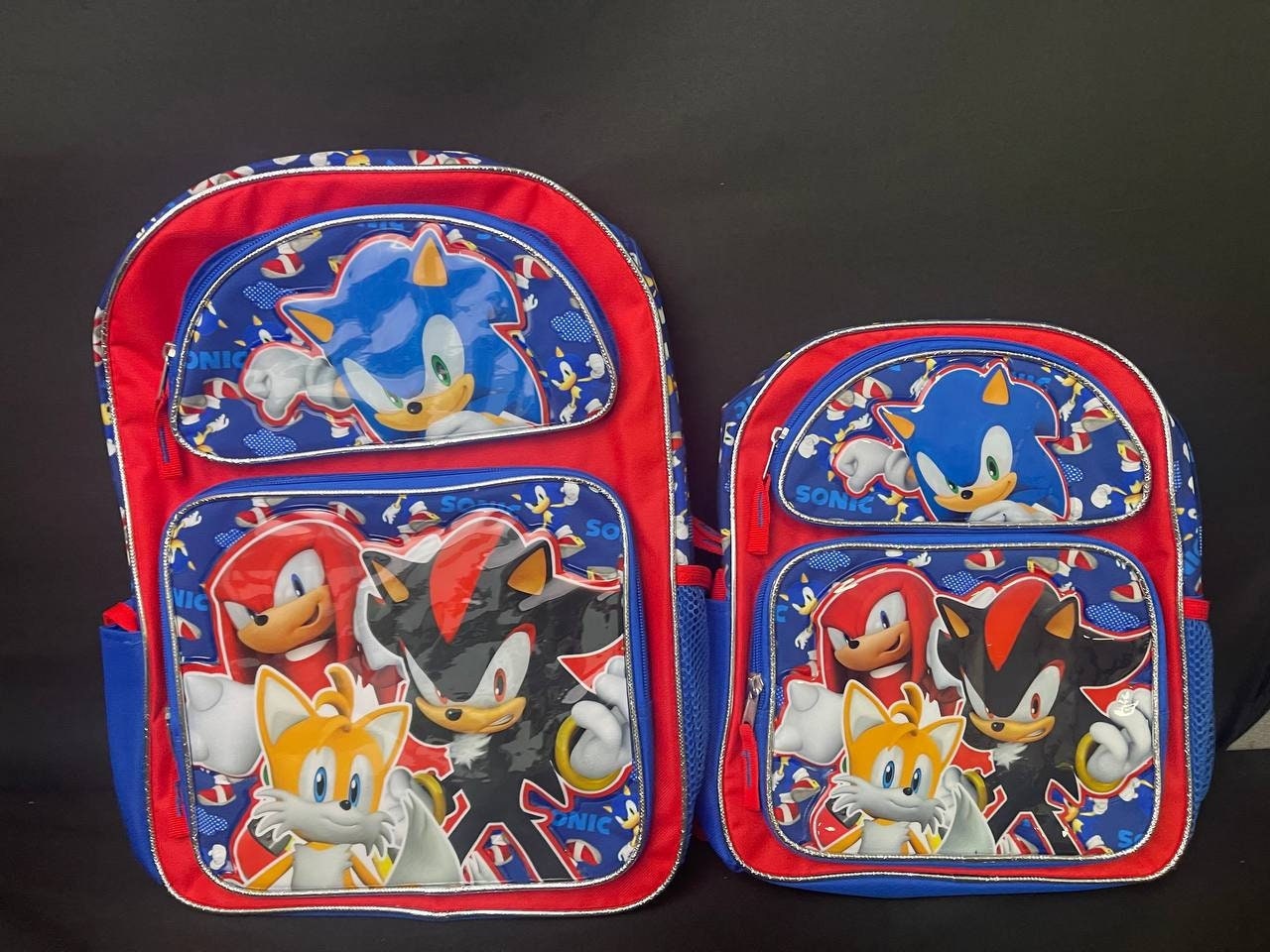 Personalized 16 Inches Sonic the Hedgehog Allover Large Backpack Plus  Matching Lunch Bag Set 