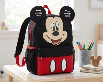 Personalized Mickey Mouse Embroidered Backpack, School Bag Canvas