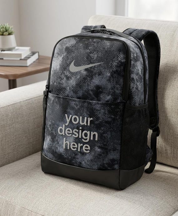 gray nike brasilia backpack Nike Brasilia Camo Backpack Iron Grey, custom embroidery, laptop travel  bag, gym school backpack