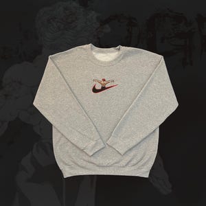 Anime Inspired Sweater Handcrafted Anime Brawler Sweatshirt Red-Haired Warrior Design Anime Streetwear