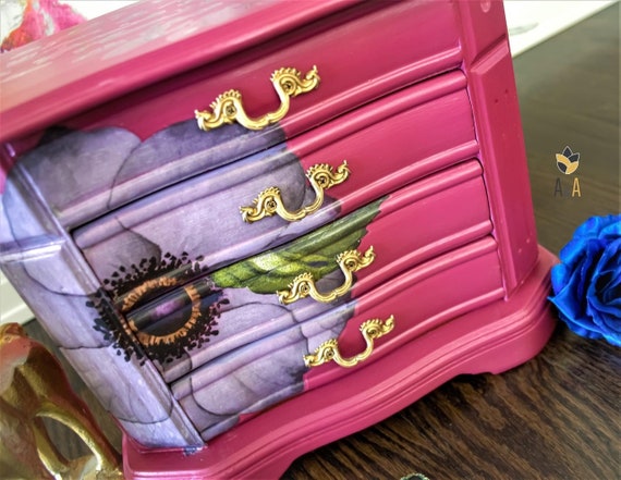 Floral Jewelry Box. Painted Jewelry Organizer. Ke… - image 7