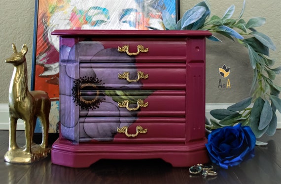 Floral Jewelry Box. Painted Jewelry Organizer. Ke… - image 1