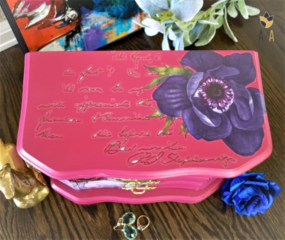 Floral Jewelry Box. Painted Jewelry Organizer. Ke… - image 6