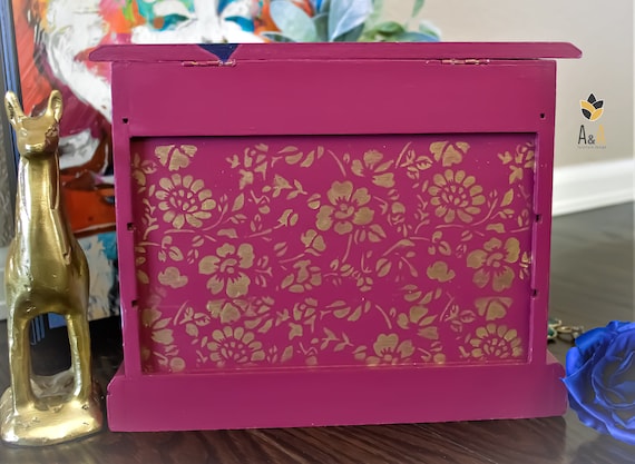Floral Jewelry Box. Painted Jewelry Organizer. Ke… - image 3