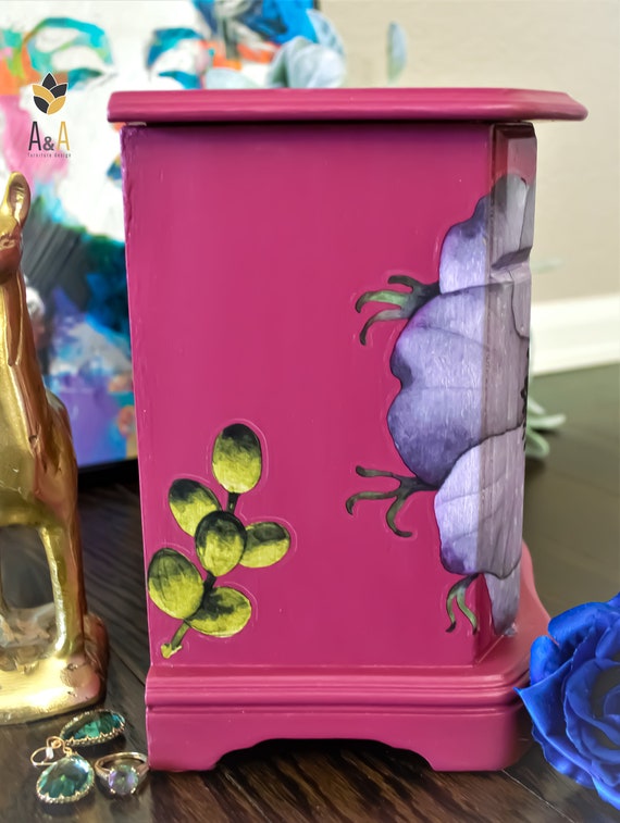 Floral Jewelry Box. Painted Jewelry Organizer. Ke… - image 5