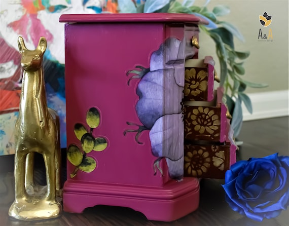 Floral Jewelry Box. Painted Jewelry Organizer. Ke… - image 2