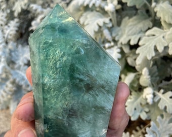 SUPER WAND, Green Fluorite, Double Terminated, Heart Chakra, Green Crystal, Dogtooth Finest Healing Crystal, AAA Power to Fluorite Tower