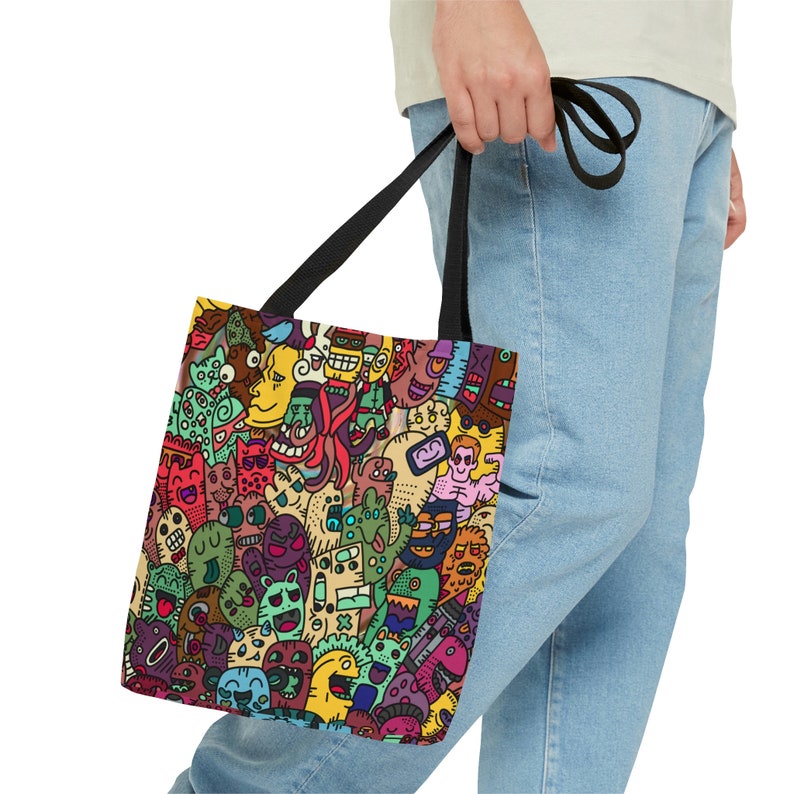 Doodle Art Tote Bag Original Art Canvas Tote Bag Street Etsy