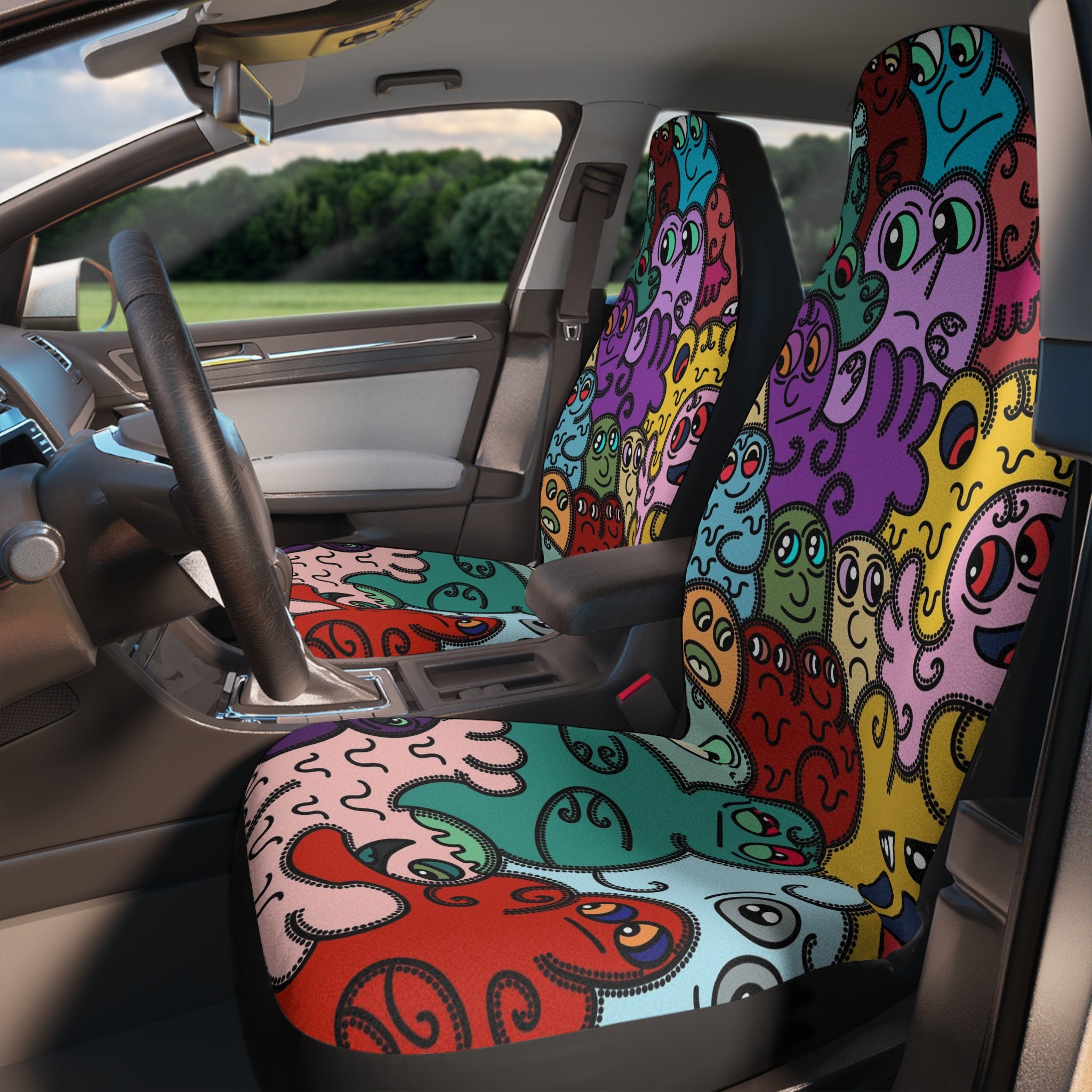 Discover Modern Art Seat Covers for Car, Pop Art Car Seat Covers, Contemporary Art Car Seat Cover, Cute Car Accessories, Gift for Women, Gift for Men