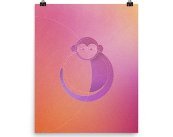 Monkey Print | 13 Animals Made From 13 Circles | # 1 / 13