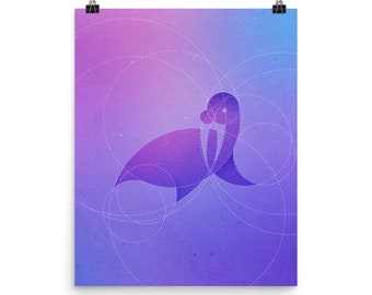 Walrus Print | 13 Animals Made From 13 Circles | # 5 / 13
