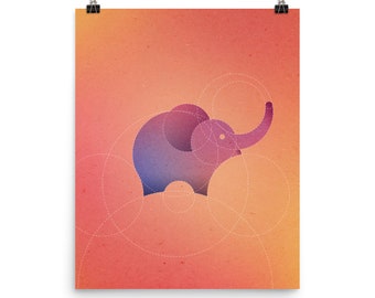Elephant Print | 13 Animals Made From 13 Circles | # 10 / 13