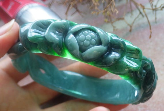 Certified Hand Carved Green Natural Myanmar Burma Grade A JADE