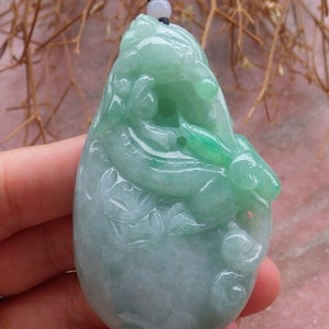 Certified Hand Carved Natural Green Myanmar Burma A Jade jadeite Dragon Pi Xiu Pendant Necklace