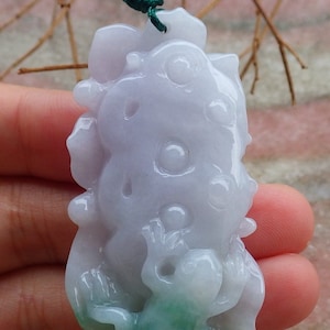 Certified Hand Carved Natural Green Burma Grade A Jade jadeite Frog Toad Lotus Flower Lucky Amulet Pendant Necklace