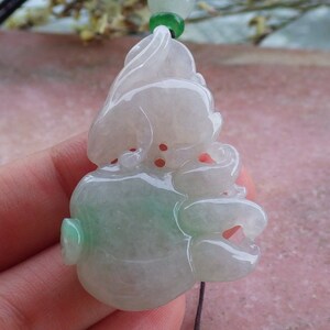 Certified Hand Carved Natural Myanmar Burma A Jade jadeite Zodiac Rabbit Ginseng Pendant Necklace