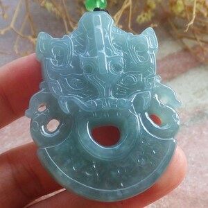 Certified Hand Carved Natural Myanmar Burma A Jade Jadeite Dragon Lucky Amulet Pendant Necklace