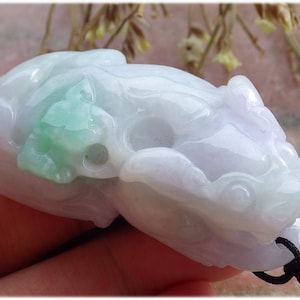 Certified Hand Carved Natural Green Myanmar Burma A Jade jadeite Dragon Pi Xiu Pendant Necklace
