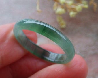 Anello Fascia In Giada Naturale Di Grado A - Vero Giada Birmana Per Uomo E Donna, Larghezza 6.5mm, Taglie USA 4-12, Gioielli Myanmar