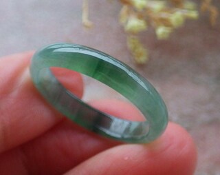 Anello Fascia In Giada Naturale Di Grado A - Vero Giada Birmana Per Uomo E Donna, Larghezza 6.5mm, Taglie USA 4-12, Gioielli Myanmar