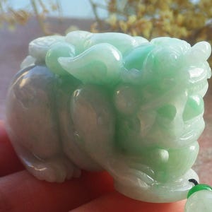 Certified Natural Hand Carved Myanmar Burma A Jade jadeite Dragon Pi Xiu Pendant Necklace