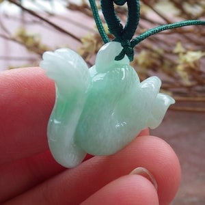 Certified Hand Carved Natural Myanmar Burma A Jade jadeite Snake Zodiac Lucky Amulet Pendant Necklace