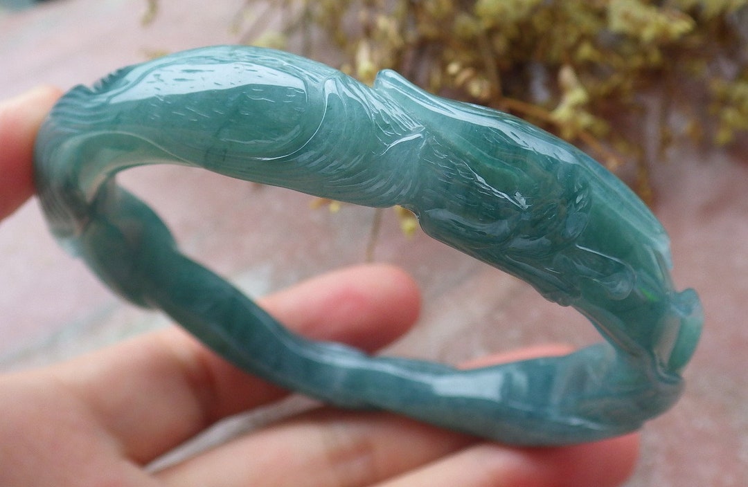 Certified Hand Carved Icy Blue Water Green Natural Myanmar Burma A