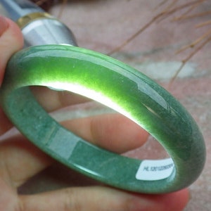 Certified Hand Carved Green Natural Myanmar Burma Grade A JADE Jadeite Round Circle Bangle Bracelet 56mm