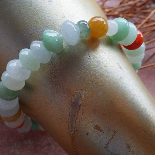 Certified Hand Carved 3 Color Green Yellow Lavender Natural Myanmar Burma A JADE Jadeite Bead Beads Bangle Bracelet shops