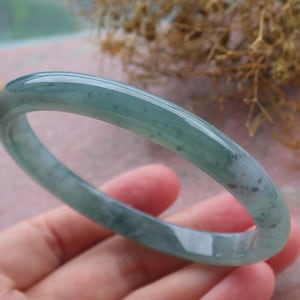 Certified Hand Carved Green Natural Myanmar Burma A JADE Jadeite Circle Bangle Bracelet 59mm