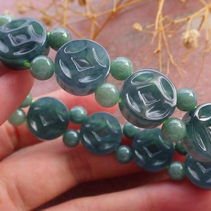 Gecertificeerde handgesneden natuurlijke Myanmar Birma-jade jadeietkralen muntarmband