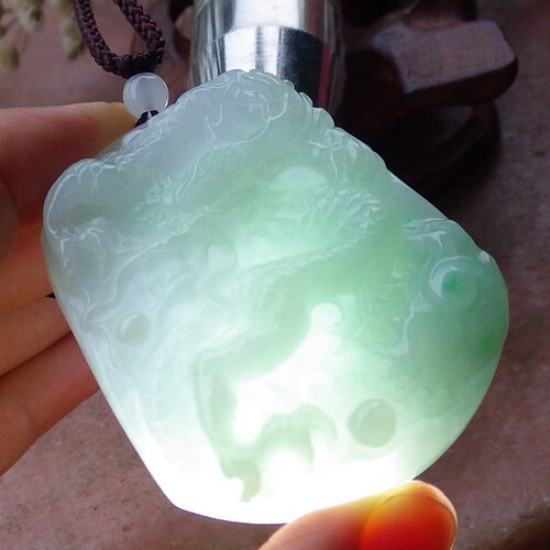 Shops Certified Hand Carved Green 100% Natural Burma A Jade Jadeite Pendant Dragon Spit Bead Pendant Necklace