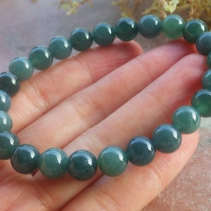Gecertificeerde handgesneden natuurlijke Myanmar Birma jade jadeiet 8 mm kralen armband