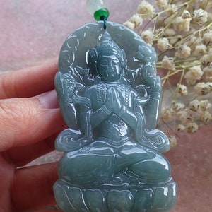 Certified Hand Carved Natural Myanmar Burma A Jade jadeite Guanyin Kwan Yin God Lucky Amulet Pendant Necklace