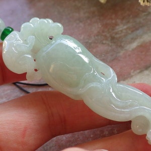 Certified Hand Carved Green Myanmar Burma 100% Natural A Jade jadeite Frog Toad Ginseng Lucky Amulet Pendant Necklace