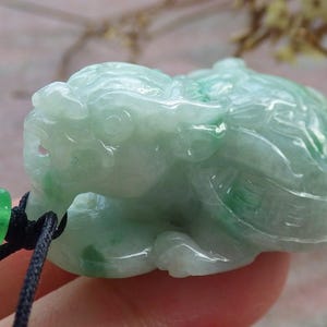 Certified Hand Carved Natural Myanmar Burma A Jade Jadeite Dragon Turtle Snake Pendant Necklace