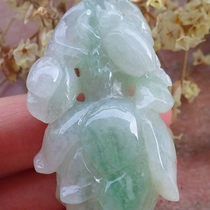 Certified Hand Carved Icy Green Natural Myanmar Burma A Jade Jadeite Rose Flower Pendant Necklace
