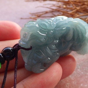 Certified Hand Carved Natural Green Myanmar Burma A Jade jadeite Flying Dragon Pi Xiu Pendant Necklace