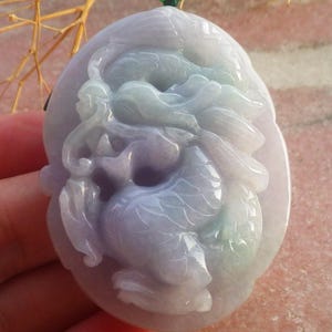 Certified Hand Carved Natural Myanmar Burma A Jade jadeite Dragon Pendant Necklace