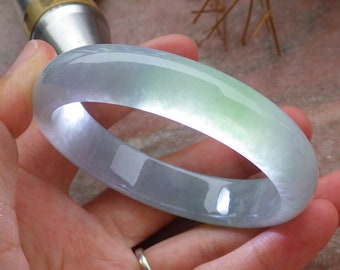 Certified Hand Carved Icy Green Lavender Natural Myanmar Burma Grade A JADE Jadeite Circle Bangle Bracelet 56mm