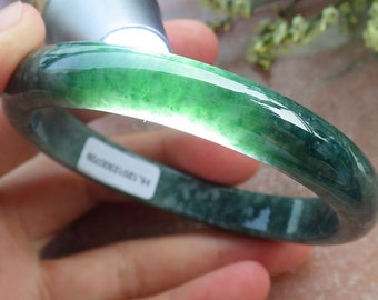 Certified Hand Carved Green 100% Natural Myanmar Burma A JADE Circle Jadeite Bangle Bracelet 58mm