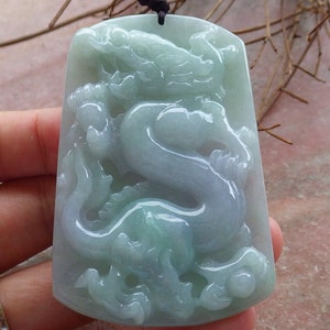Certified Hand Carved Green 100% Natural A Jade Jadeite Dragon Spit Bead Pendant Necklace