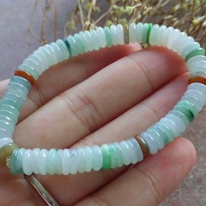 Gecertificeerde handgesneden rood geel groen natuurlijk Myanmar Birma een jade jadeïet kralenarmband