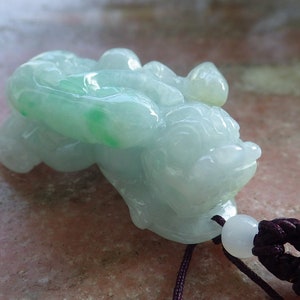 Certified Hand Carved Green Natural Myanmar Burma A Jade Jadeite Dragon Pi Xiu Pendant Necklace