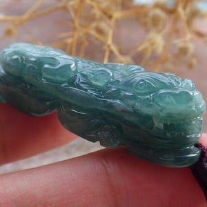 Certified Natural Hand Carved Myanmar Burma A Jade jadeite Dragon Pi Xiu Pendant Necklace