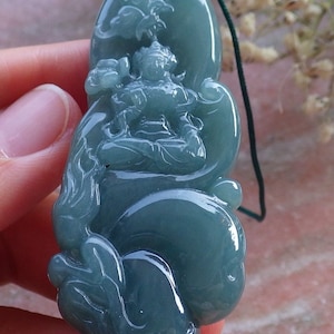 Certified Hand Carved Natural Myanmar Burma A Jade jadeite Guanyin Kwan Yin God Lucky Amulet Pendant Necklace