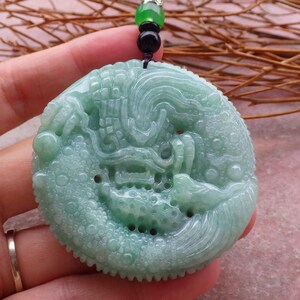 Certified Hand Carved Green Lavender Natural Myanmar Burma A Jade jadeite Dragon Phoenix Lotus Ruyi Pendant Necklace